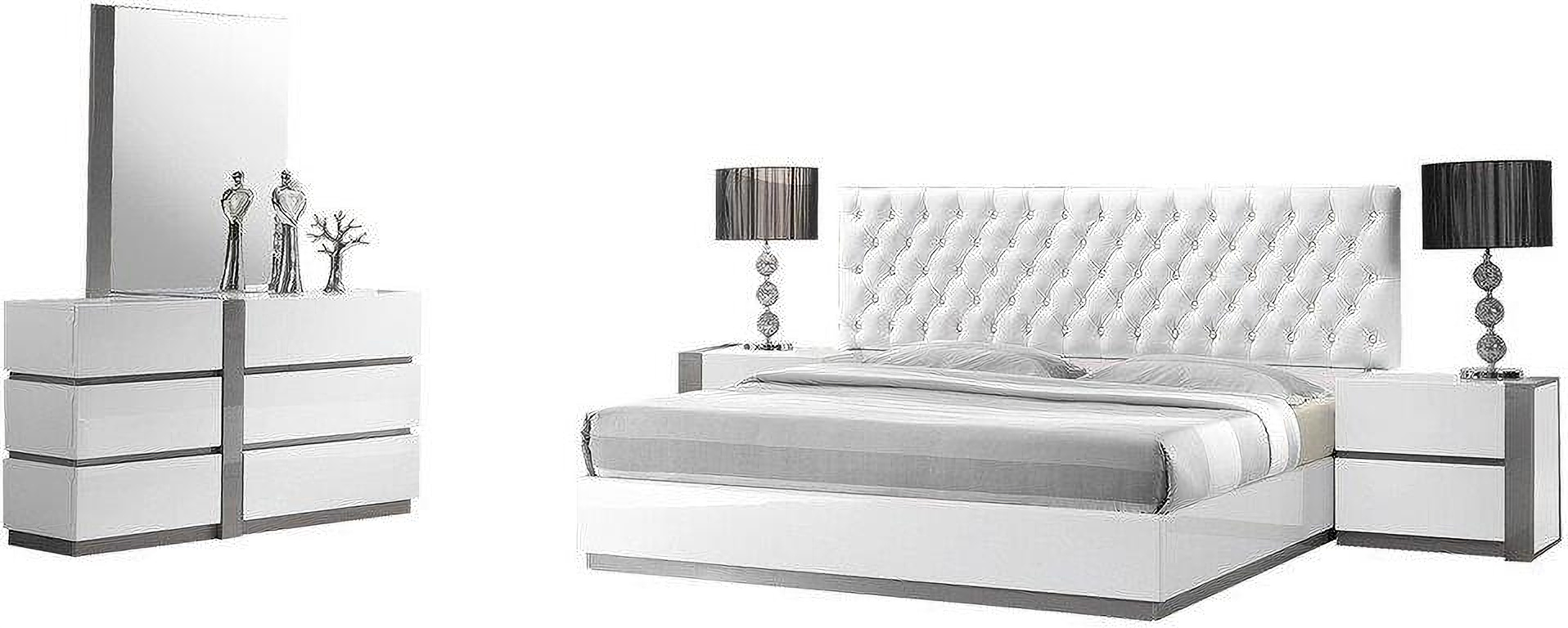 Lillian Queen Bed Set (led Lighting) - 6 Pc.