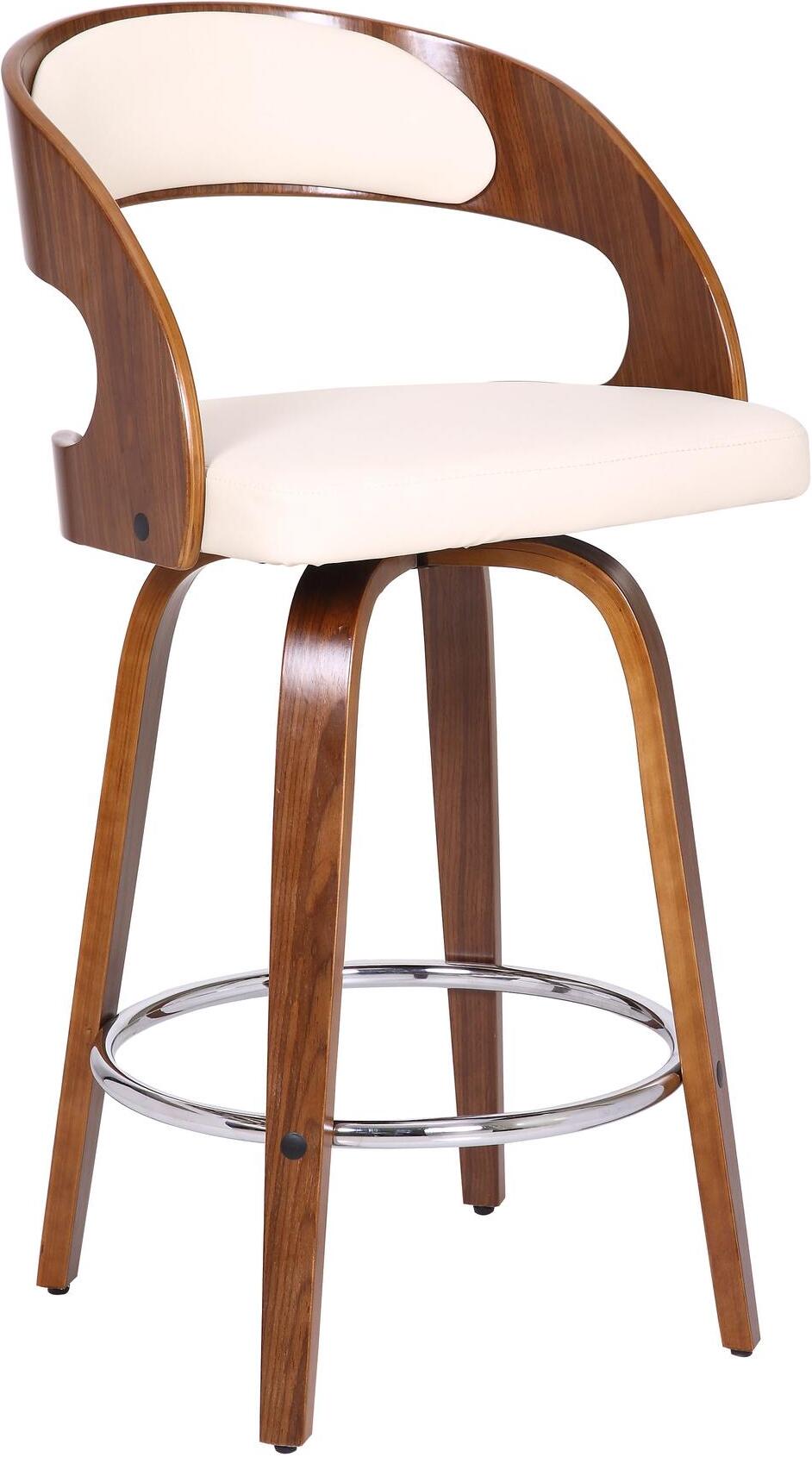 Sy Walnut Wood And Cream Faux, 26 Inch Counter Height Bar Stools