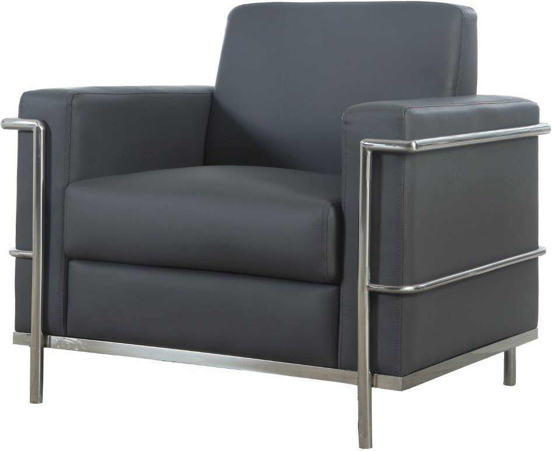 Leather Accent Chair Charcoal Grey Livorno Dark Grey Italian