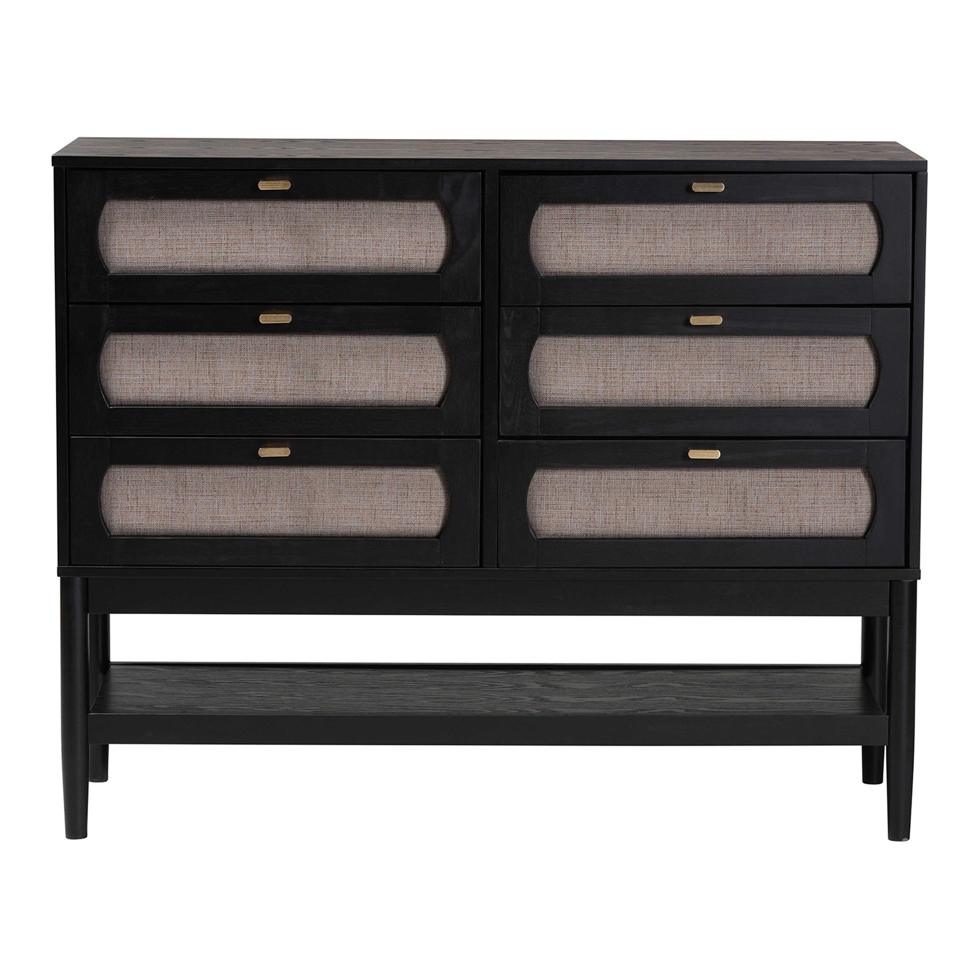 Baxton Studio Shirin Mid-Century Beige Fabric and Black Wood 6-Drawer Dresser Baxton Studio Shirin Mid-Century Beige Fabric and Black Wood 6-Drawer Dresser