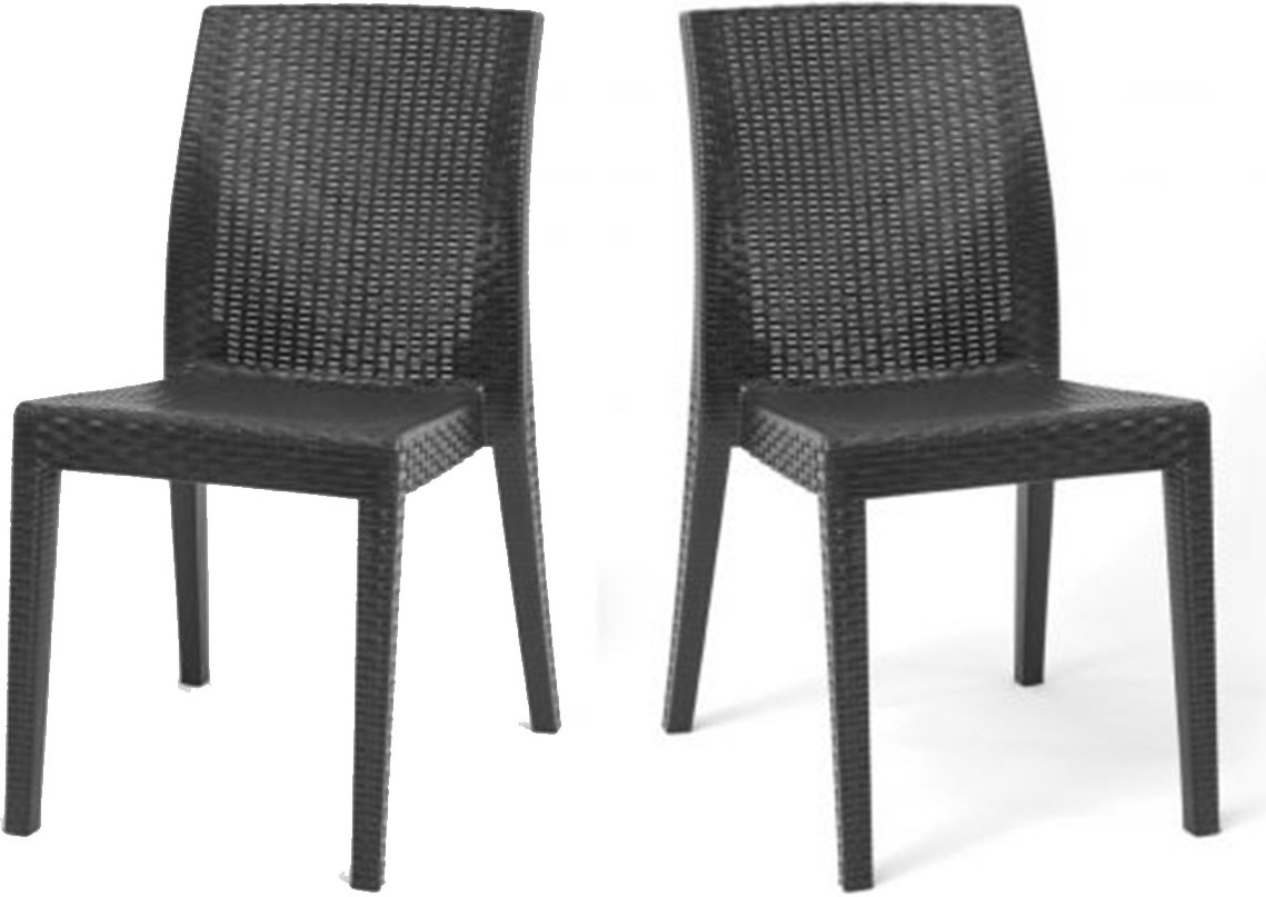 Siena Set of 2 Stackable Side Chair In Anthracite by Rainbow Outdoor
