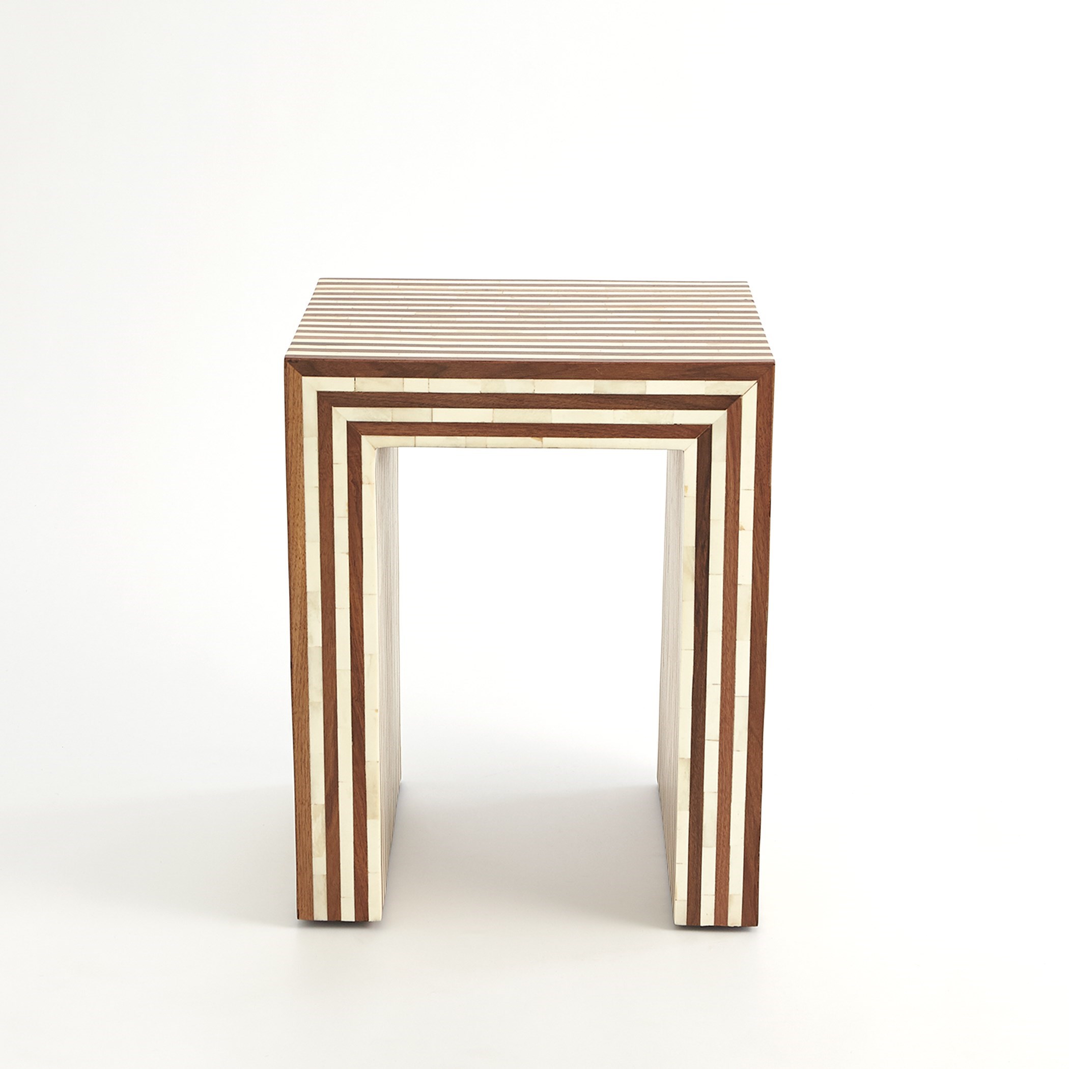 Sienna nesting small end table in walnut and bone by global views