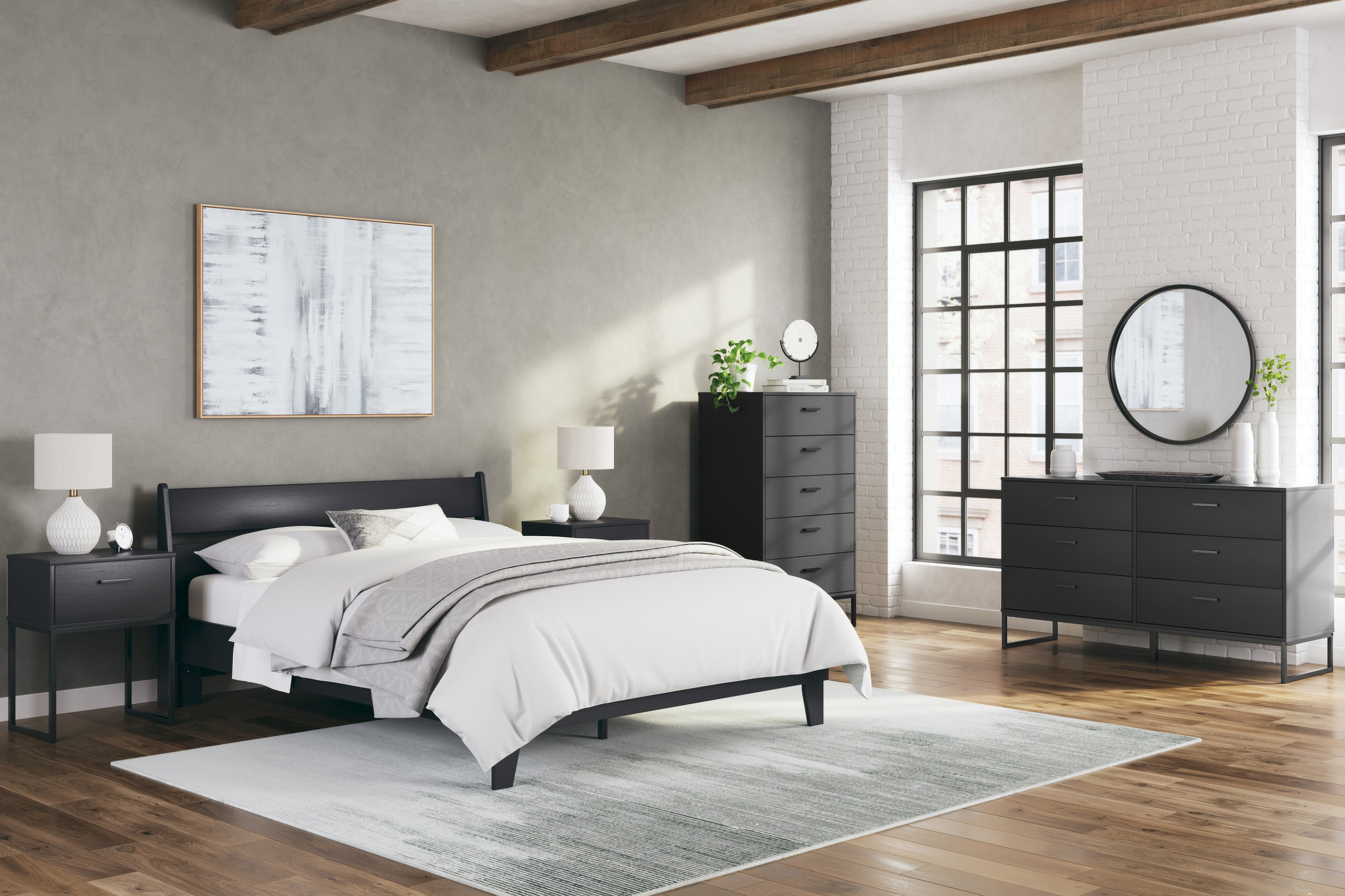 Socalle Matte Black Panel Bedroom Set by Ashley Furniture | 1StopBedrooms