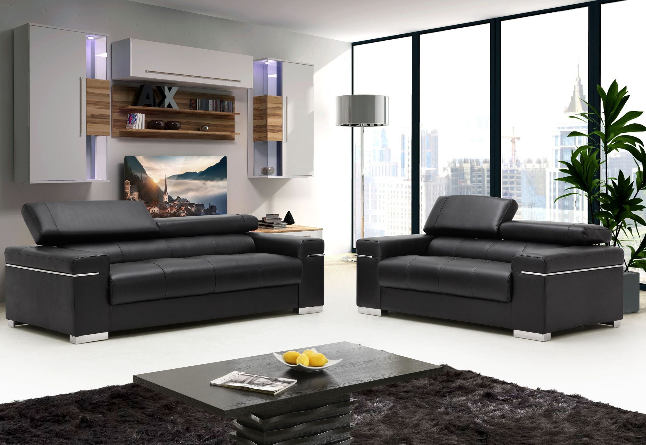 Soho Black Leather Living Room Set by J&M | 1StopBedrooms