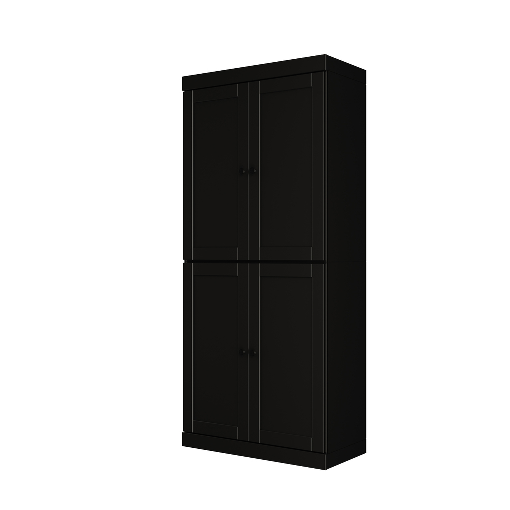 Solid Wood 6-Shelf Bookcase With Shaker Doors And Adjustable Shelves In ...