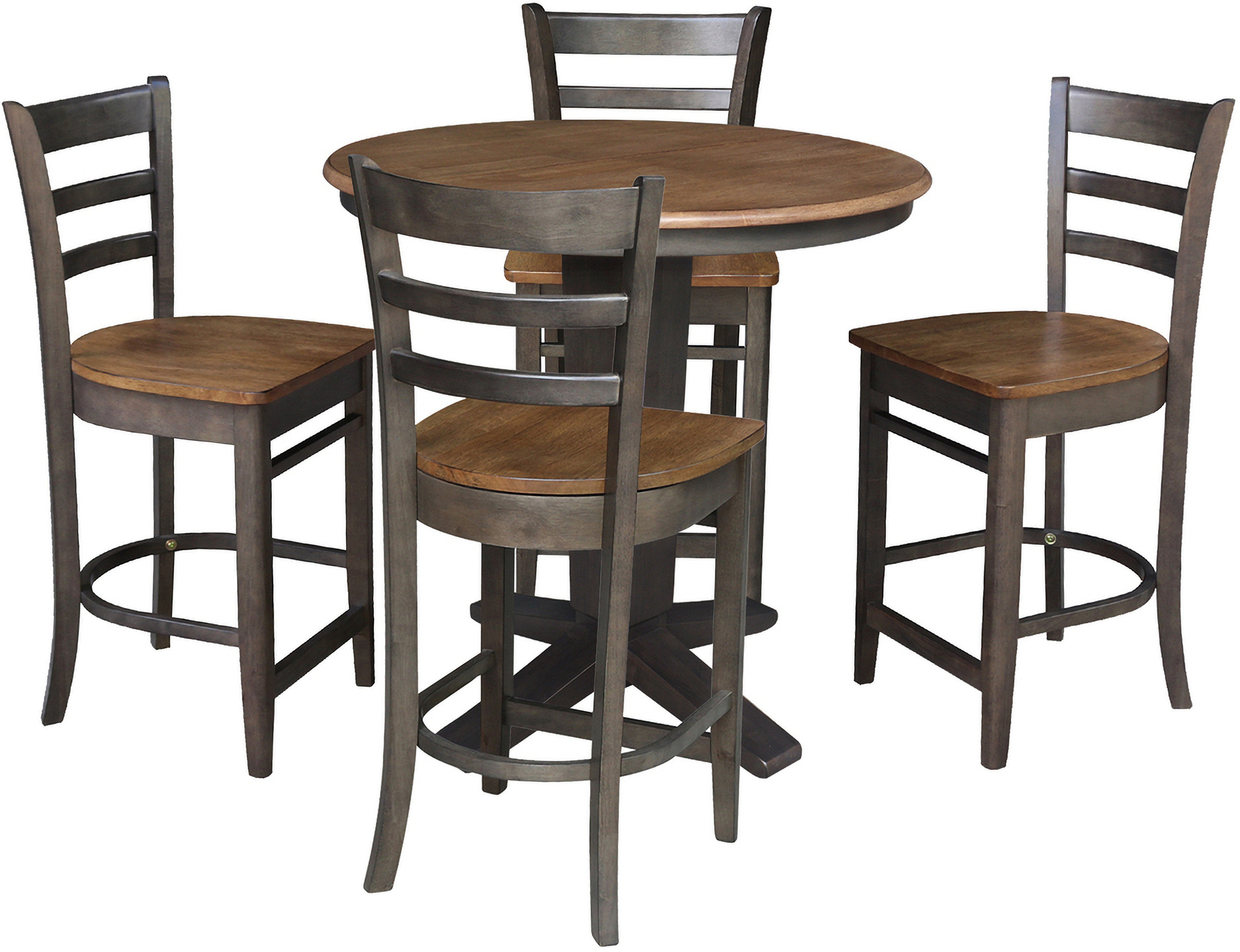 WHAT WE WANT Extention table ウォルナット Solid Wood Round 36 Inch Extension Dining Table with 4