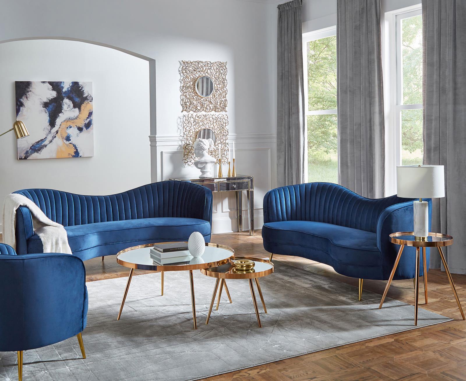 Sophia Blue Living Room Set By Coaster