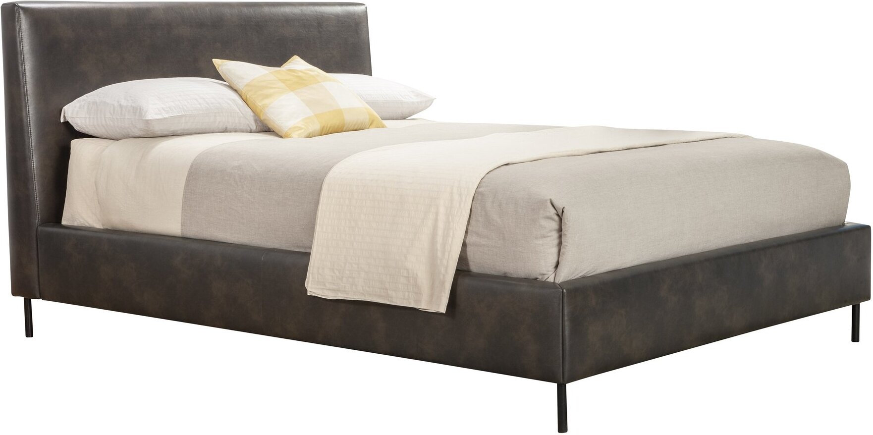Sophia California King Faux Leather Platform Bed Gray