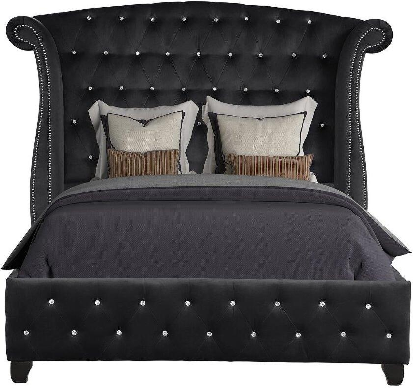 Sophia Upholstery Full Size Bed Made With Wood In Black by Galaxy Home ...