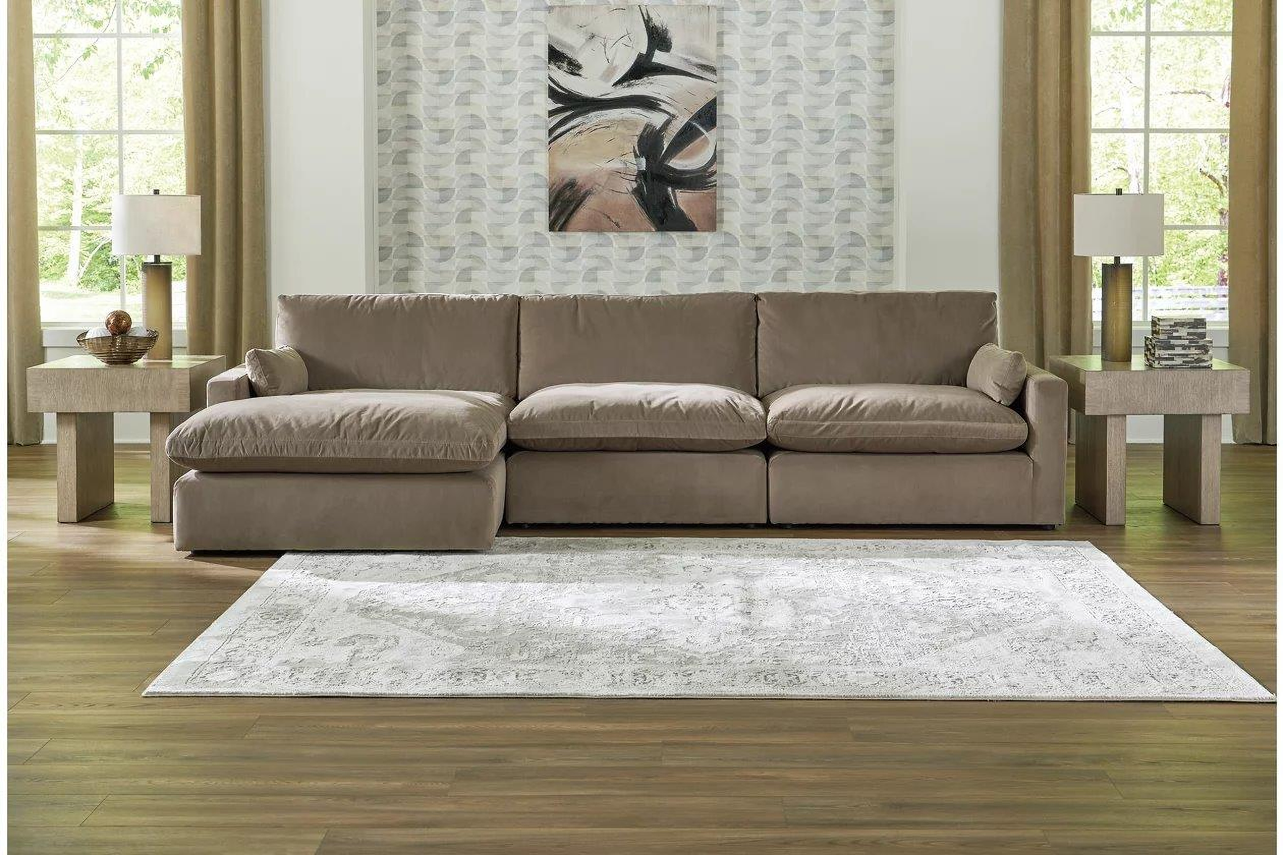 Sophie 3-Piece LAF Sectional Sofa Chaise In Cocoa by Ashley Furniture