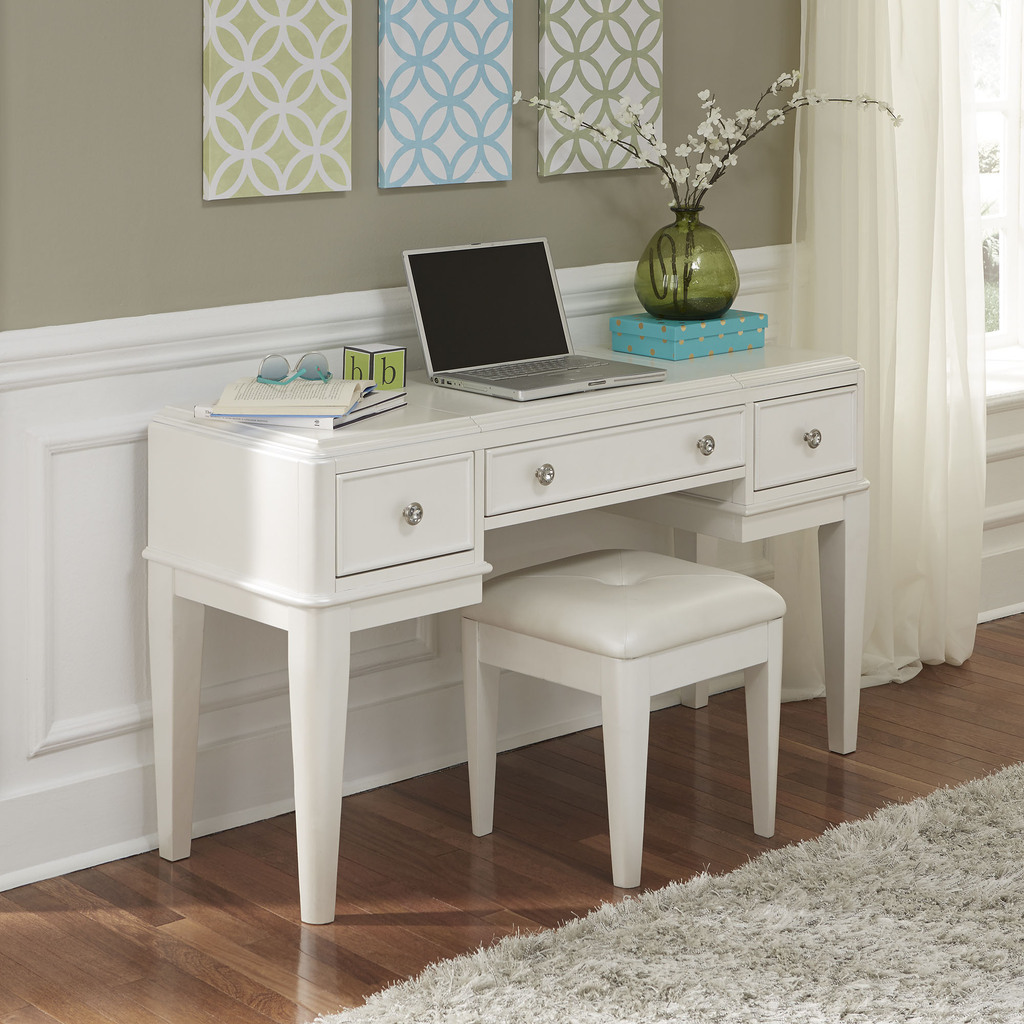 Stardust Vanity Desk In White - 1StopBedrooms