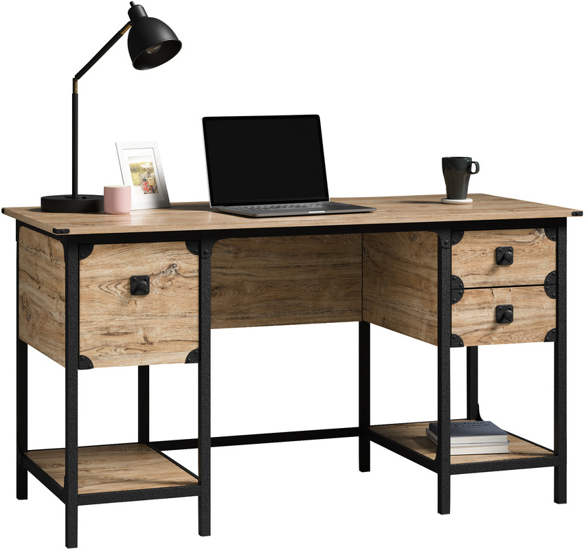 Sauder Steel River Milled Mesquite Desk
