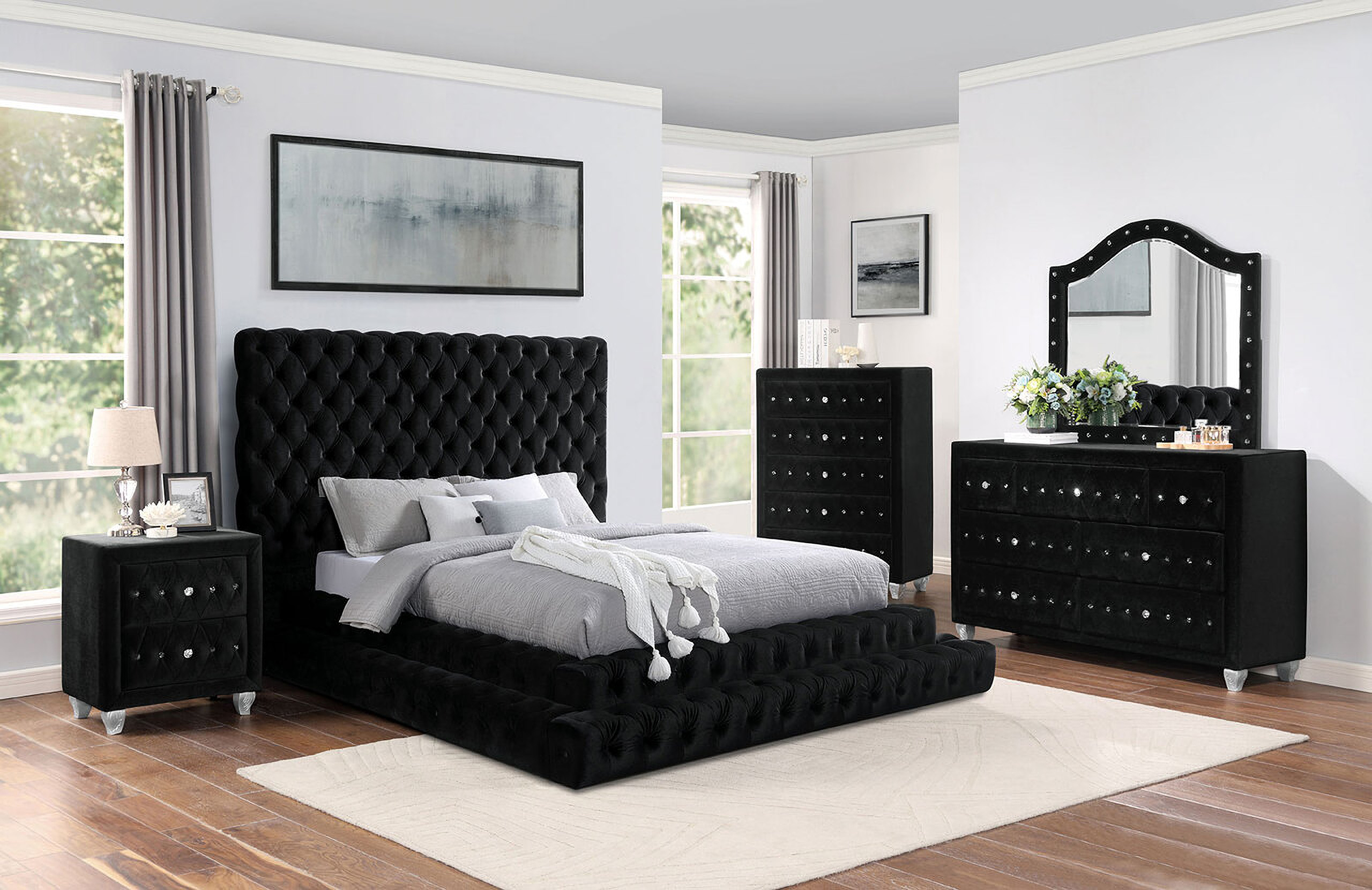 Stefania Queen Bed In Black by Furniture of America | 1StopBedrooms