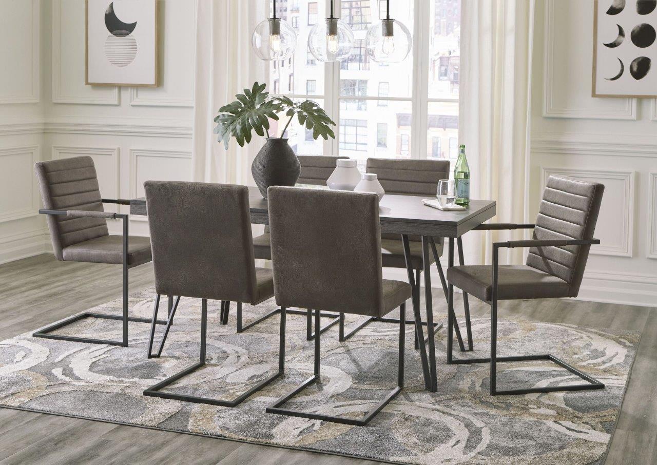 Strumford Charcoal And Black Rectangular Dining Room Set 1StopBedrooms