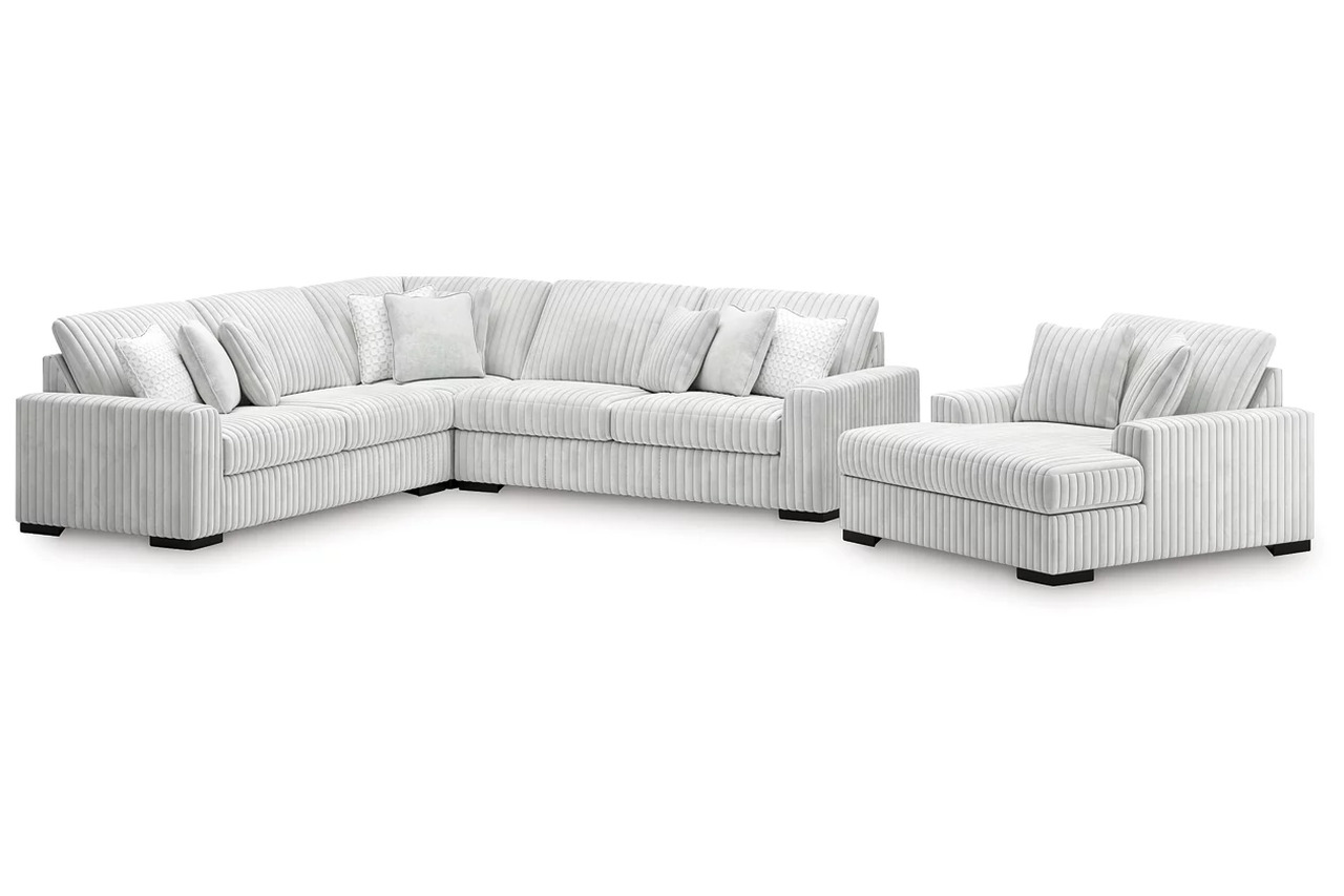 Stupendous 3-Piece Sectional and Oversized Chaise In Alloy by