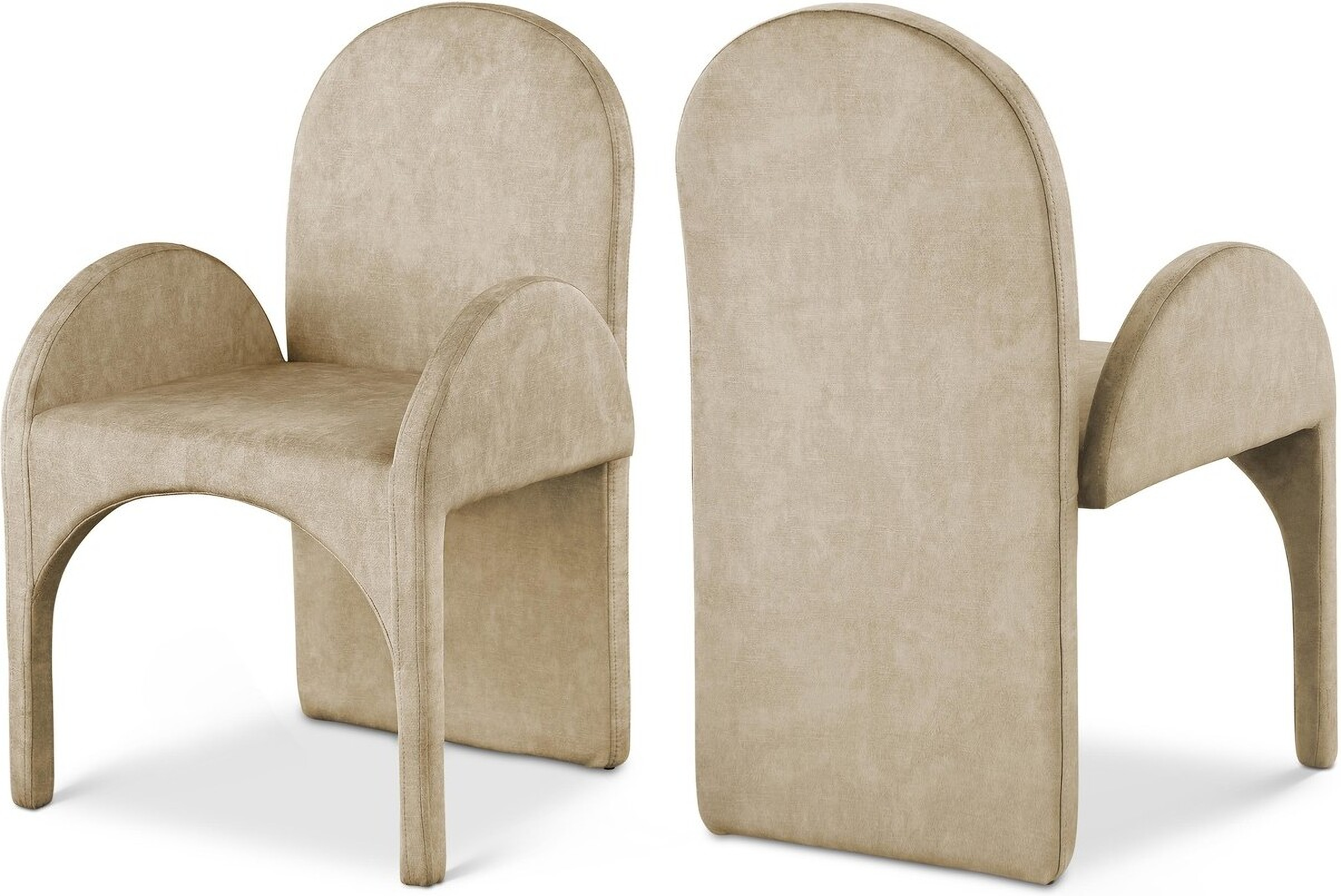 Summer Velvet Dining Arm Chair Set of 2 In Beige by Meridian ...