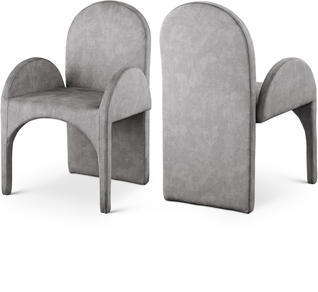 Summer Velvet Dining Arm Chair Set of 2 In Grey by Meridian | 1StopBedrooms