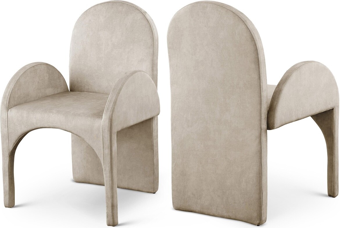 Summer Velvet Dining Arm Chair Set of 2 In Stone by Meridian ...