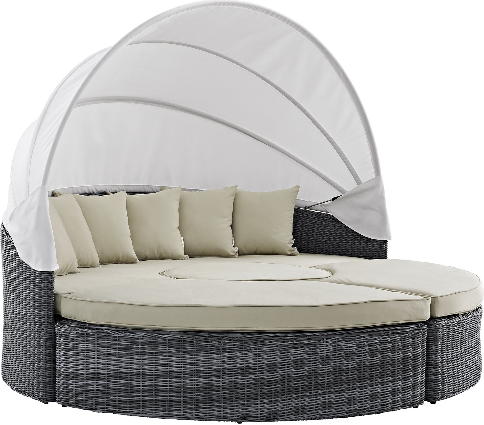 Summon Antique Canvas Beige Canopy Outdoor Patio Sunbrella Daybed by