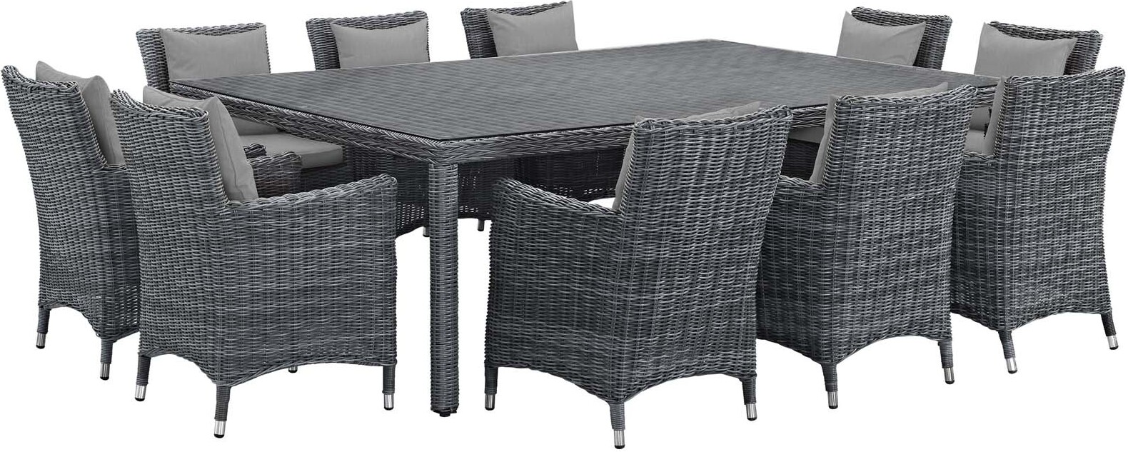 Summon Canvas Gray 11 Piece Outdoor Patio Sunbrella Dining Set by