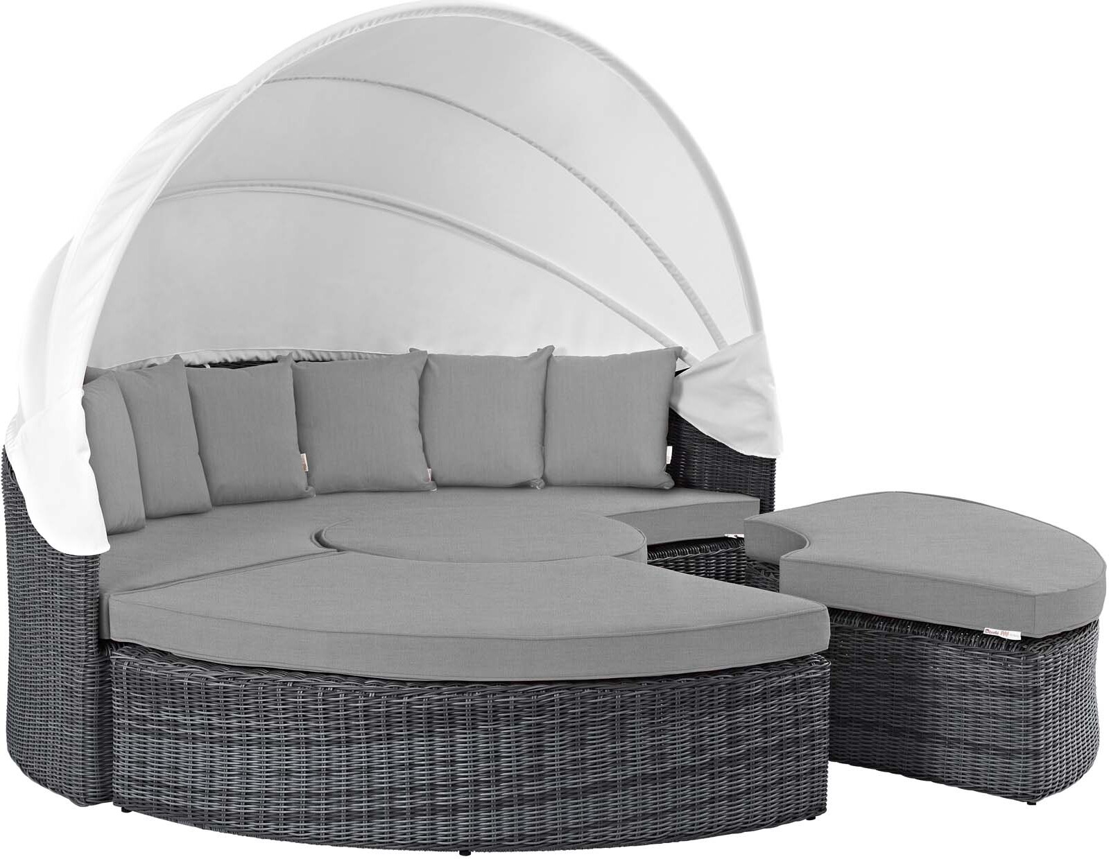 Summon Canvas Gray Canopy Outdoor Patio Sunbrella Daybed by Modway