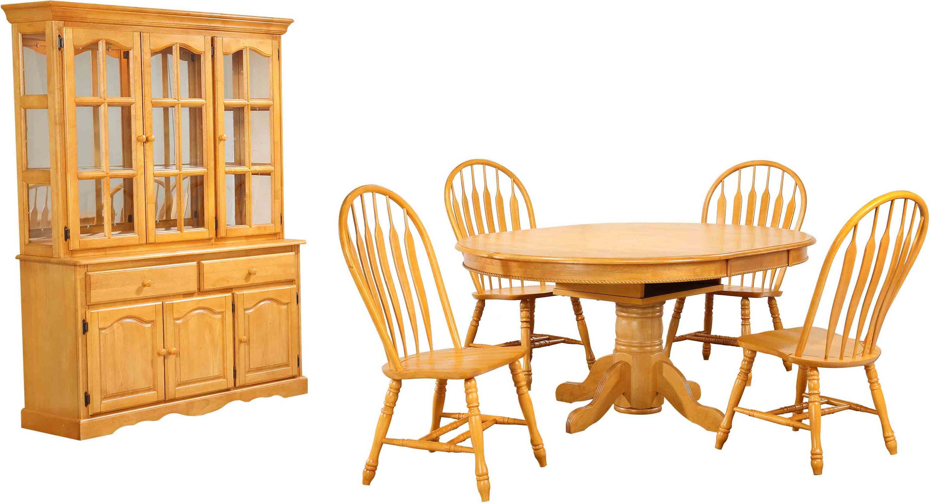 Sunset Trading Oak Selections Wood Keepsake Buffet And Lighted Hutch In Oak Dlu 19 Bh Lo