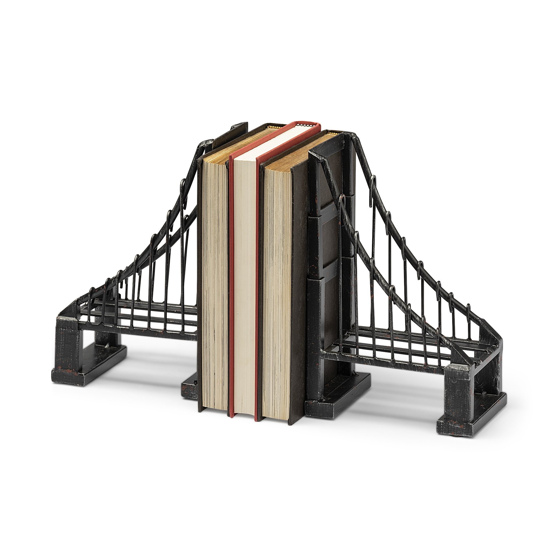 Suspension 19 x 4 Inch Wrought Iron Bridge Bookends Set of 2 In Brown ...