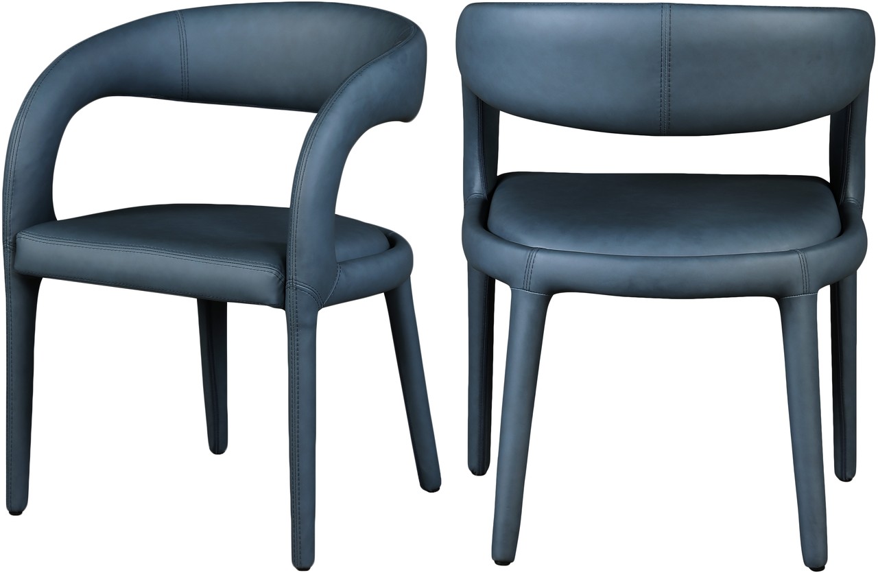 Sylvester Vegan Leather Dining Chair In Navy by Meridian 