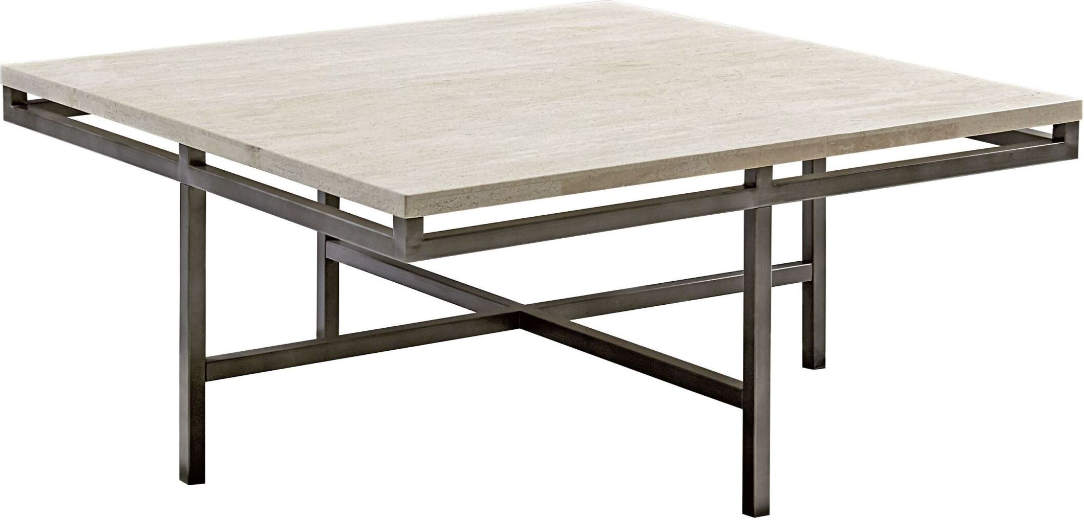 Colton Contemporary Stainless Steel And Glass Coffee Table