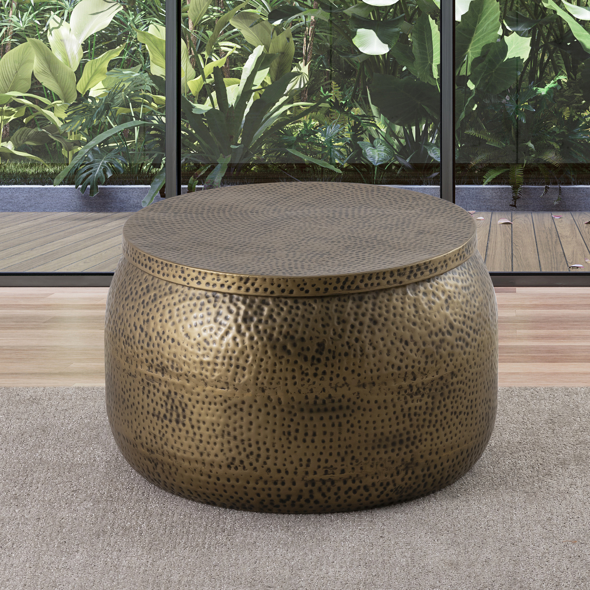 T3368 Drum Coffee Table with Storage Brass by Albany Living | 1StopBedrooms