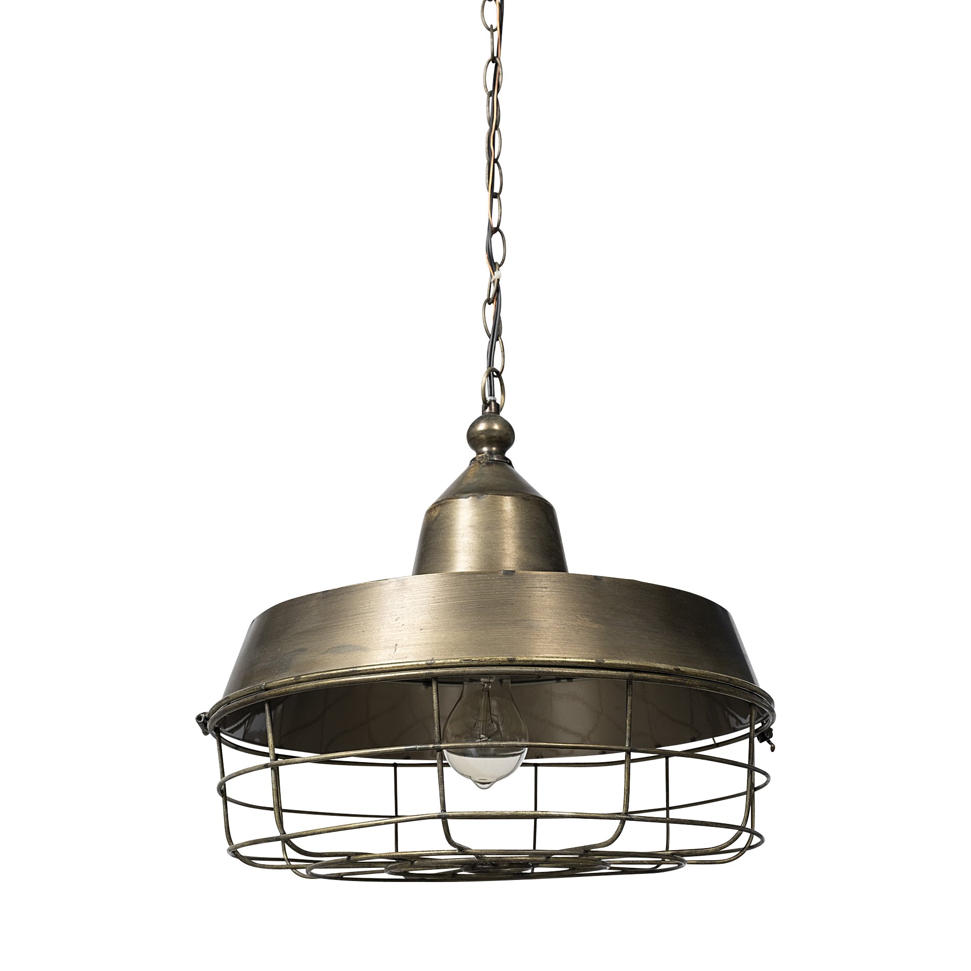 Tahla 14 x 14.5 Inch Metal Cage Pendant Light In Gold Toned by Mercana ...