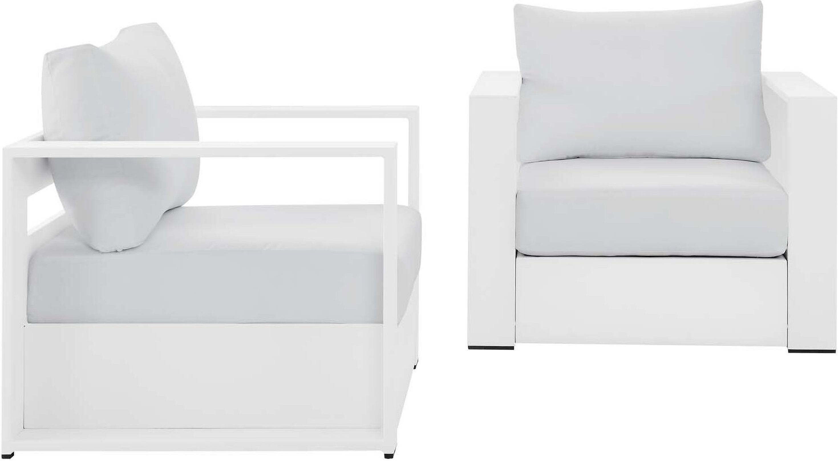 Modway Tahoe 4-Piece Outdoor Patio Furniture Set, Powder-Coated Aluminum in Gray White
