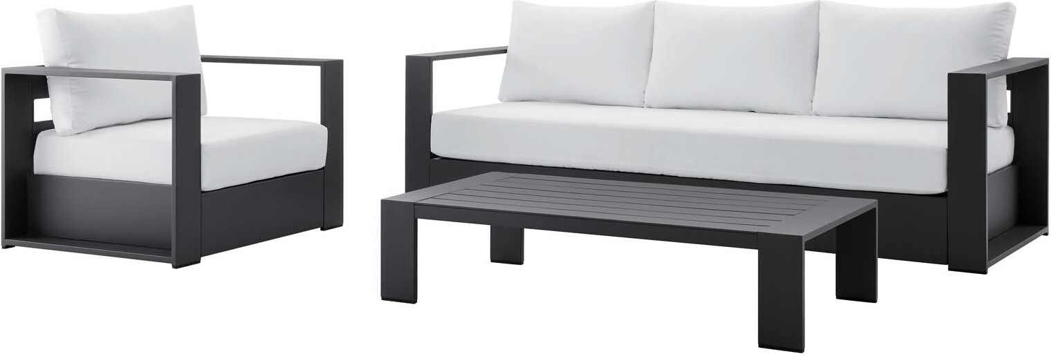 Tahoe Outdoor Patio Powder-Coated Aluminum 3-Piece Set In Grey by