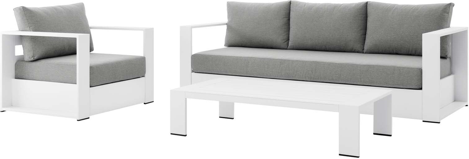 Tahoe Outdoor Patio Powder-Coated Aluminum 3-Piece Set In Grey In