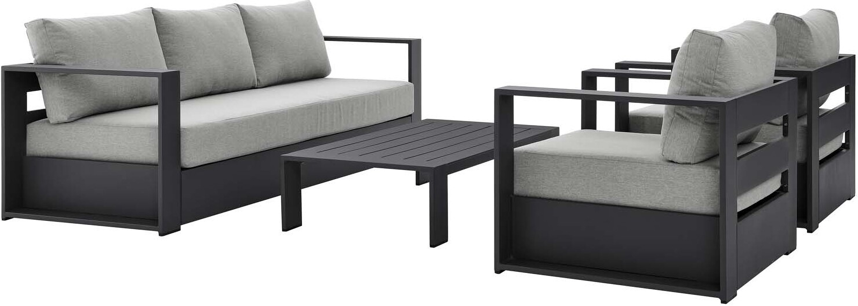 Tahoe Outdoor Patio Powder-Coated Aluminum 4-Piece Set In Gray by - Main Image