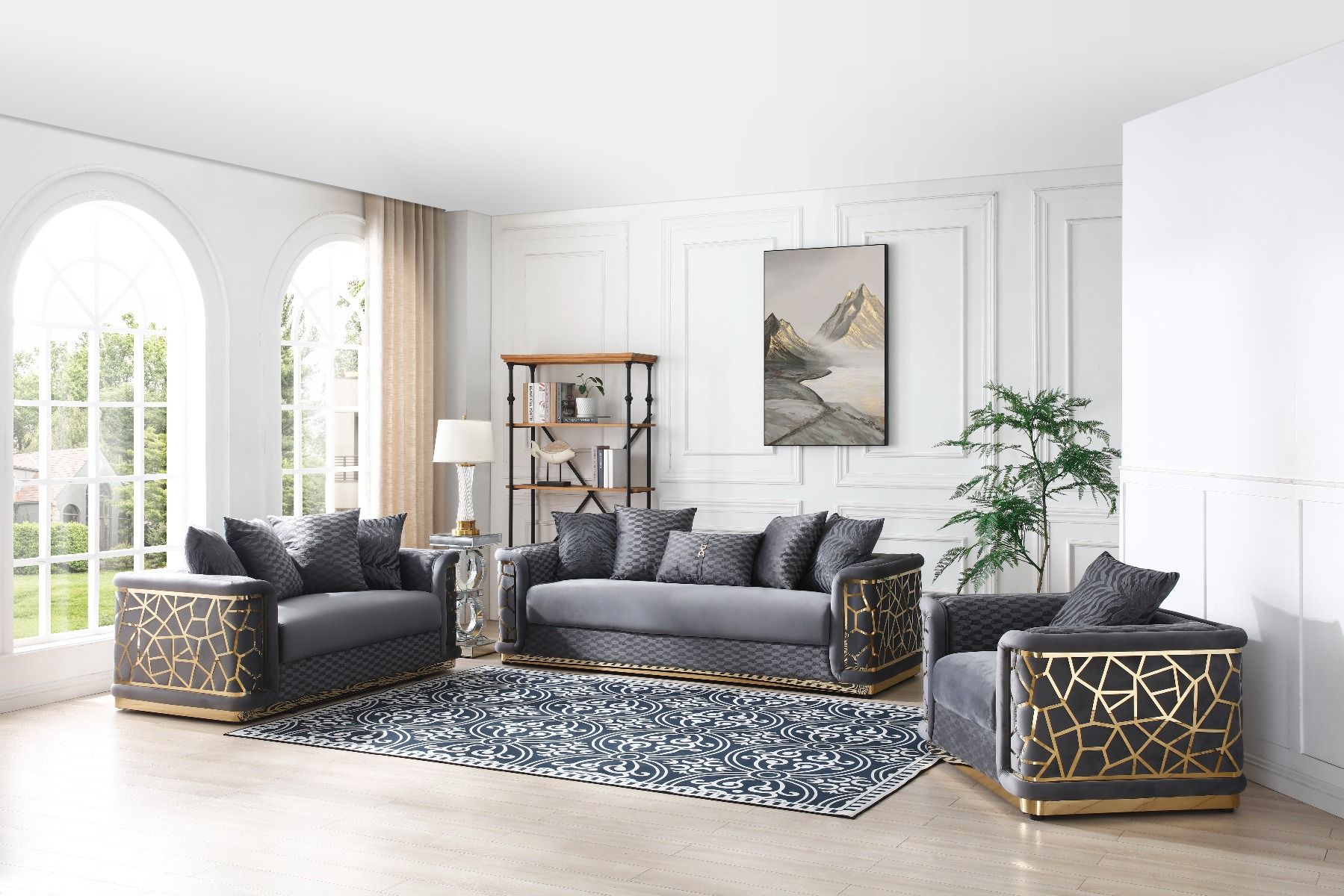 Talia Living Room Set In Dark Gray by Glory | 1StopBedrooms