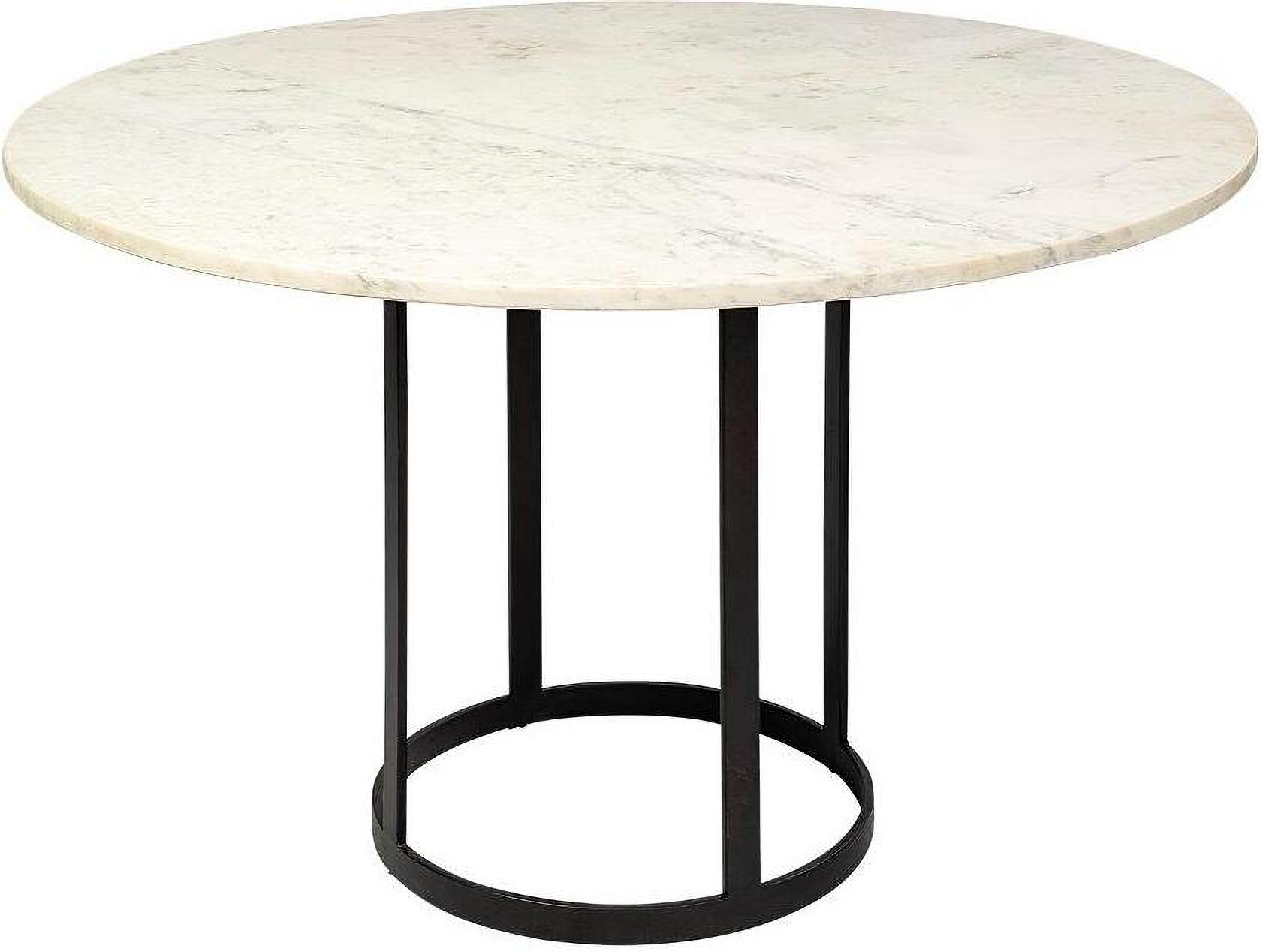 Tanner Ii 48 Inch Round White Marble Top Black Metal Base Dining Table ...
