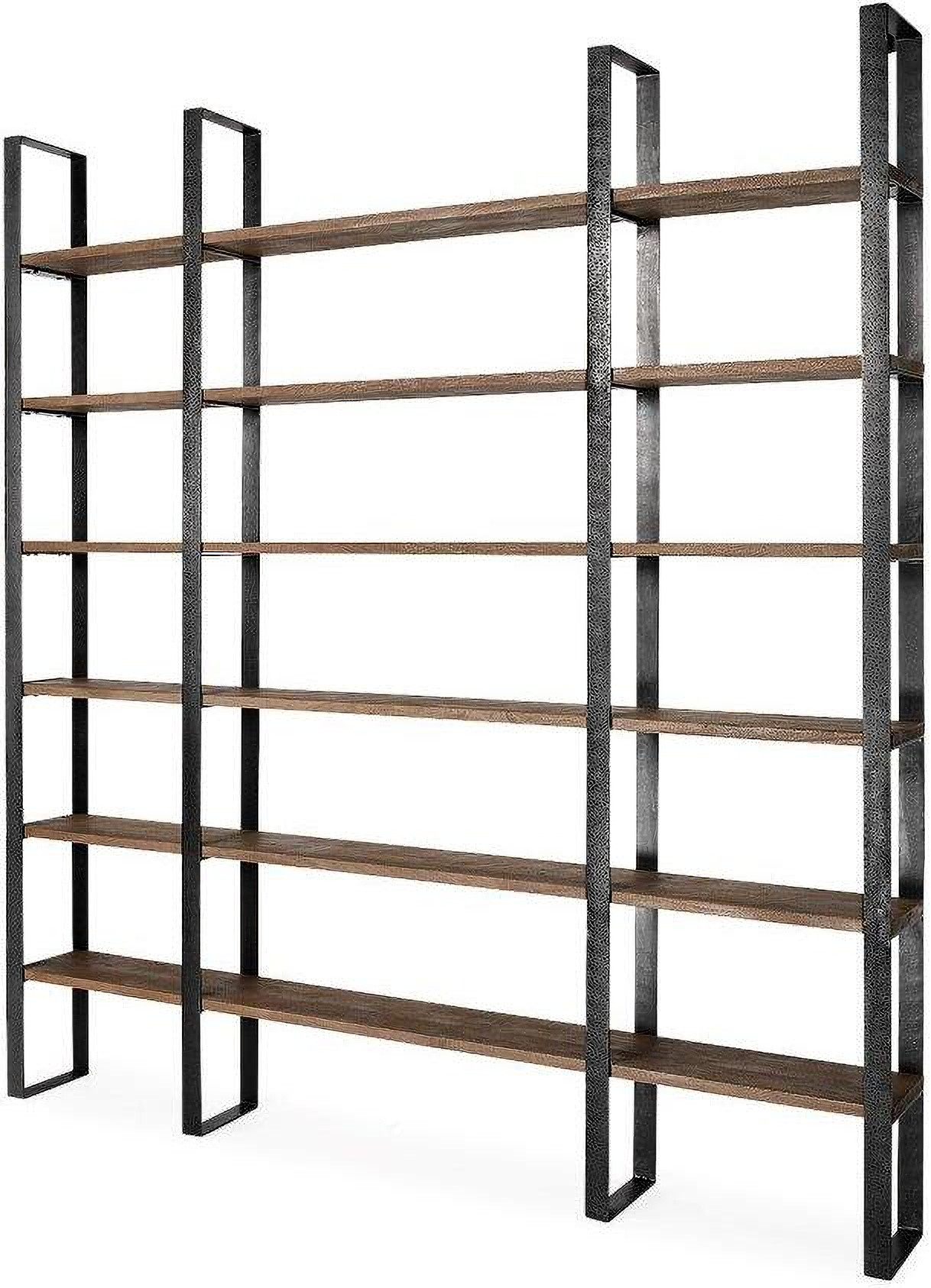 Taunton Ii Dark Brown Wood And Black Iron Six Shelving Unit by