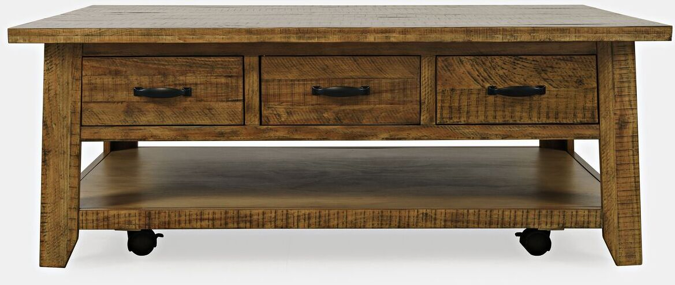 Telluride 50 Inch Coffee Table with Caster Wheels and Pull Through ...