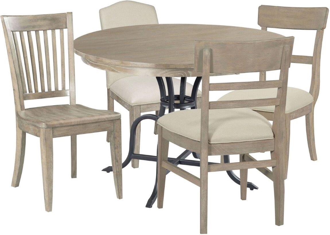 The Nook Heathered Oak Brown 44 Inch, 44 Inch Round Dining Table Set