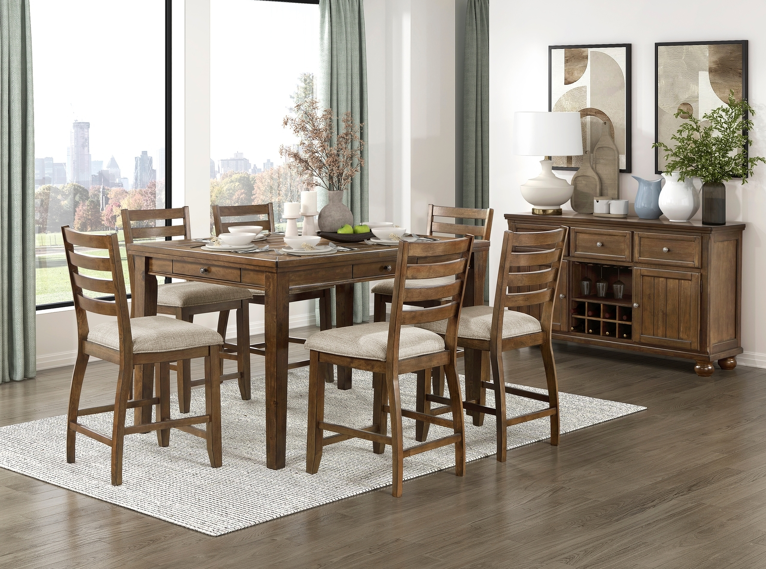 Tigard Counter and Bar Height Dining Room Set In Cherry by Homelegance ...
