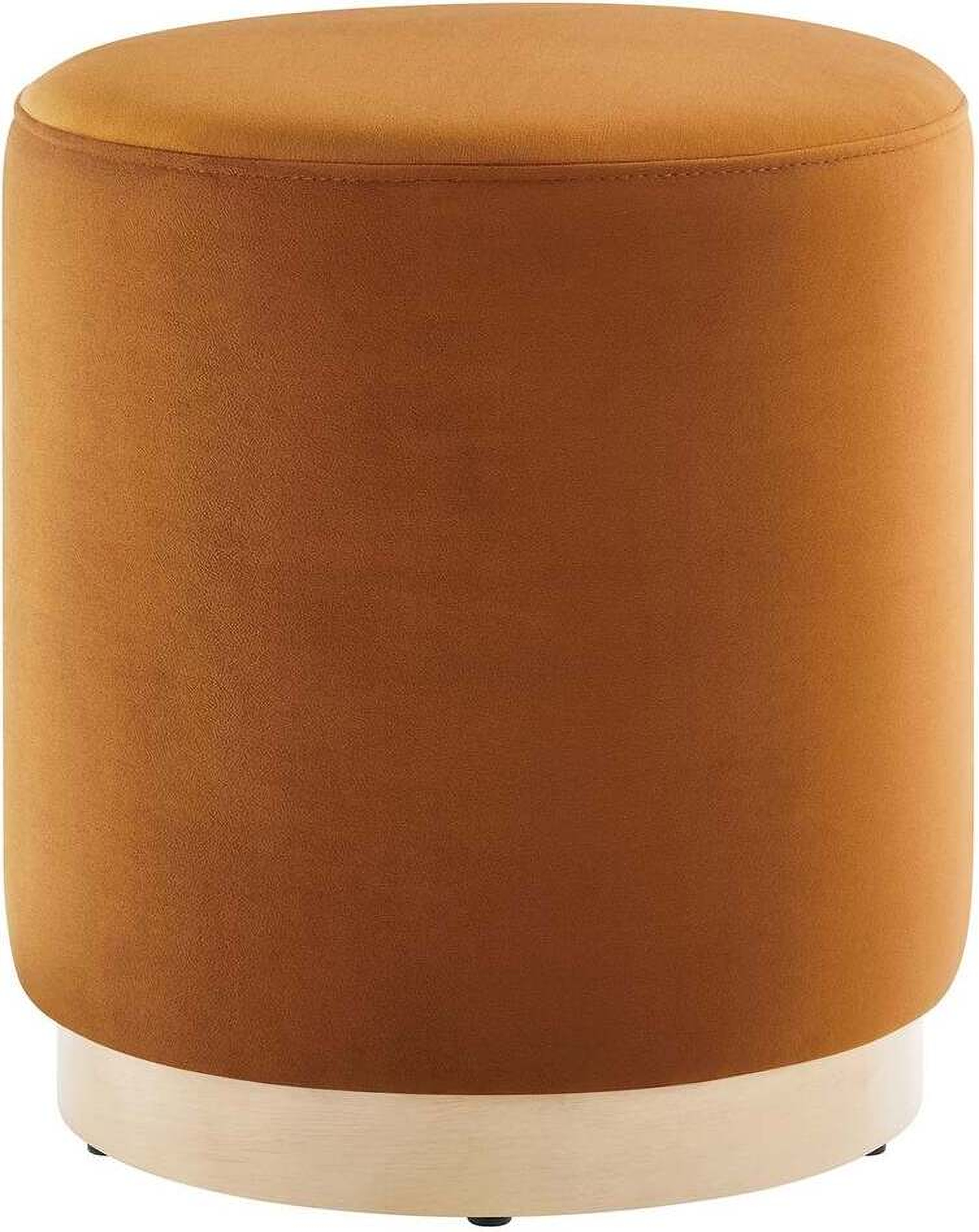 Tilden 16 inch performance velvet upholstered round ottoman in rust and