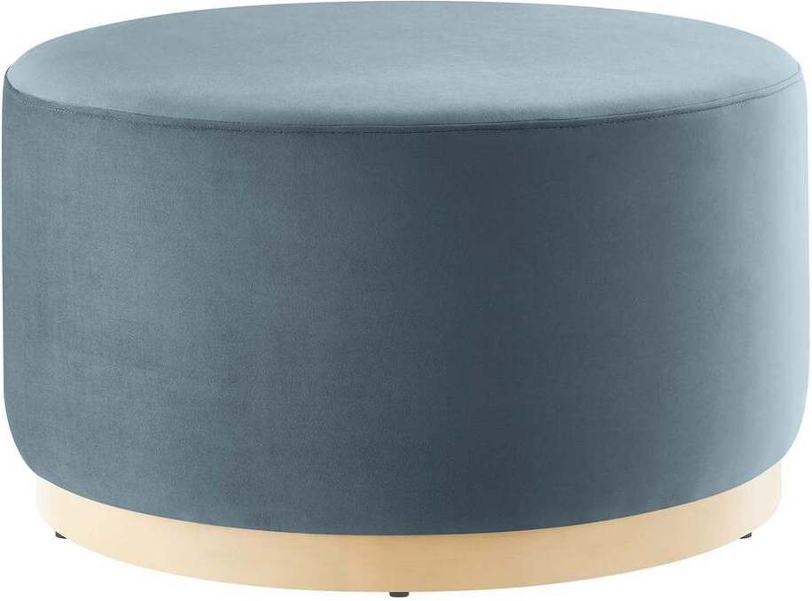 Tilden 29 Inch Performance Velvet Upholstered Large Round Ottoman In ...