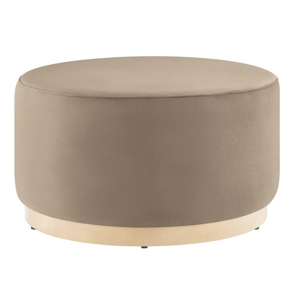 Tilden 29 Inch Performance Velvet Upholstered Large Round Ottoman In ...