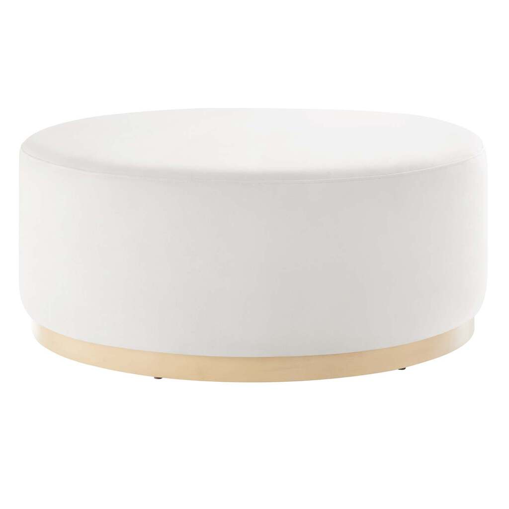 Tilden 38 Inch Performance Velvet Upholstered Large Round Ottoman In ...