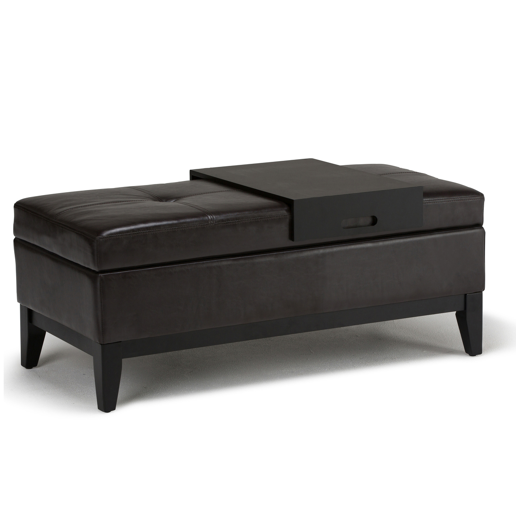 Timeless Flip-Top Ottoman Bench with Serving Tray In Black and Tanners ...