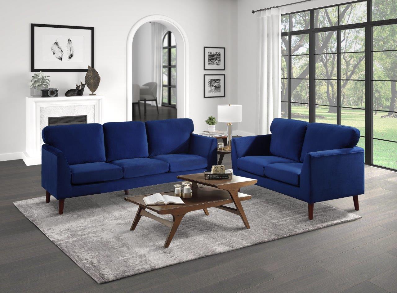 Tolley Blue Velvet Living Room Set By
