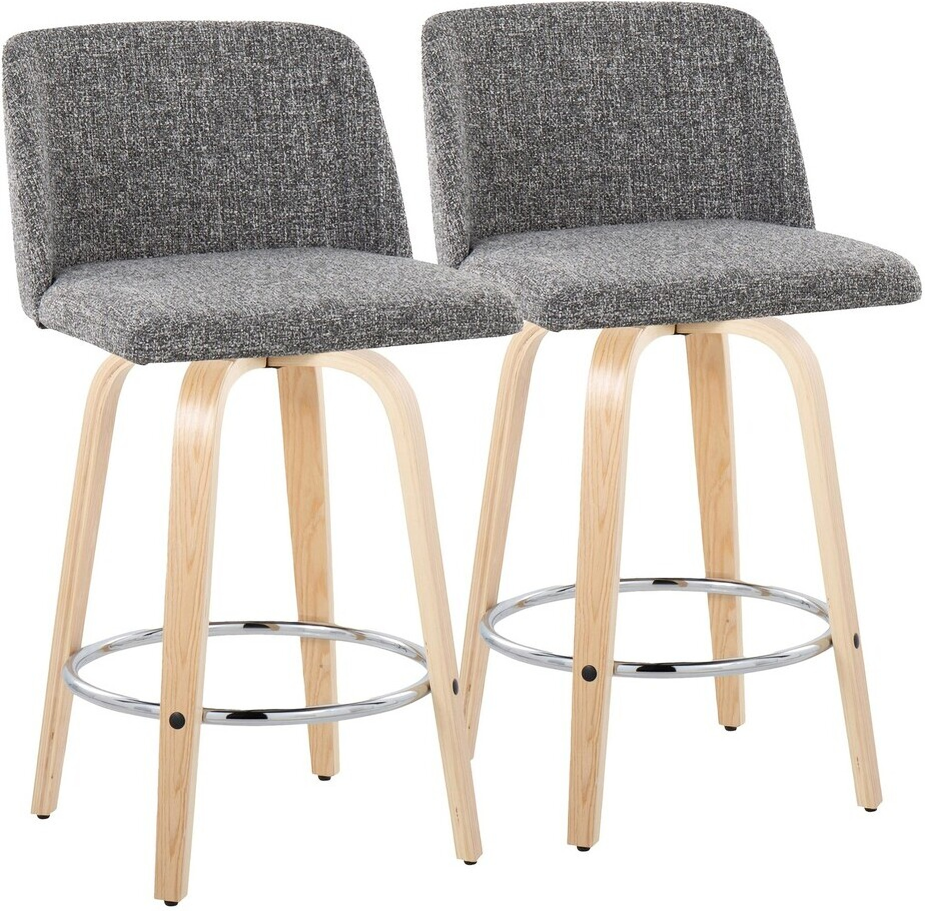 Toriano 26 Inch Fixed Height Counter Stool Set of 2 In Grey/Natural ...