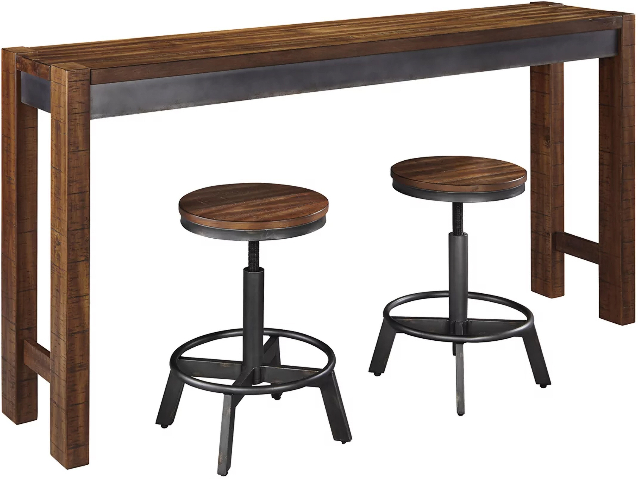 Torjin Brown and Gray Long Counter Height Dining Room Set by Ashley