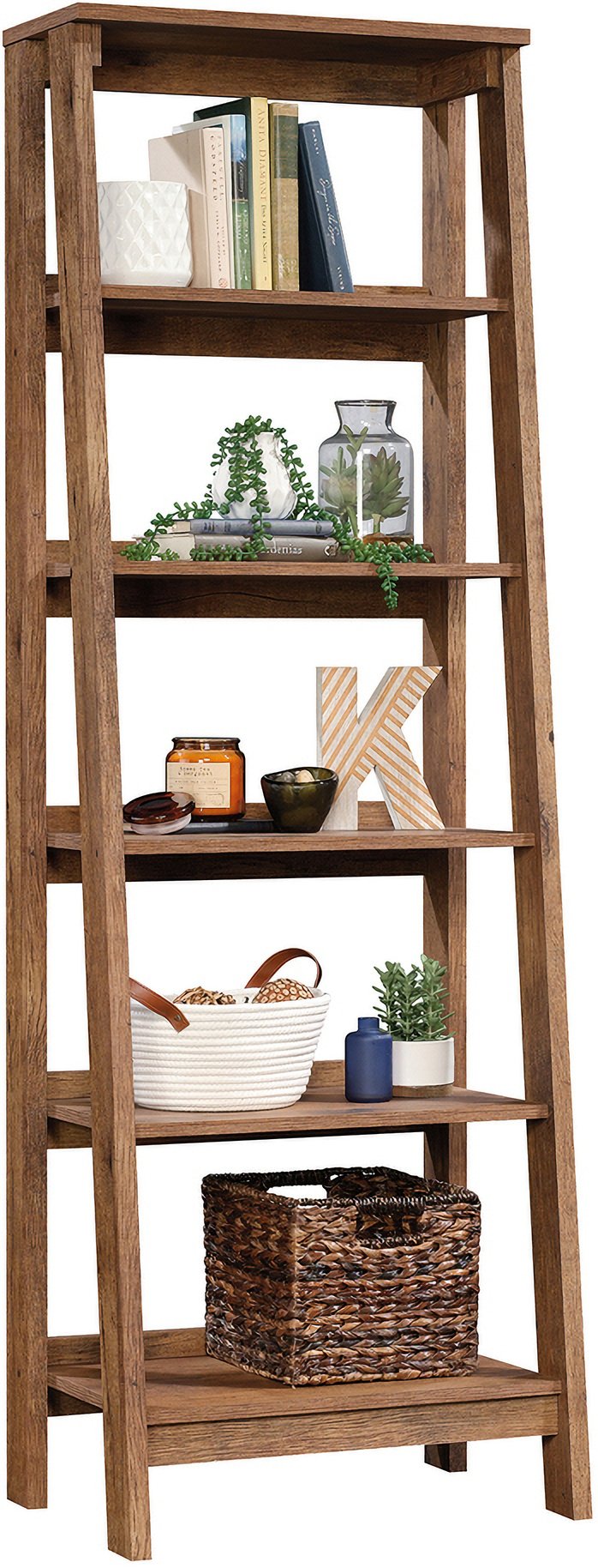 Trestle 5 Shelf Bookcase In Vintage Oak by Sauder 1StopBedrooms